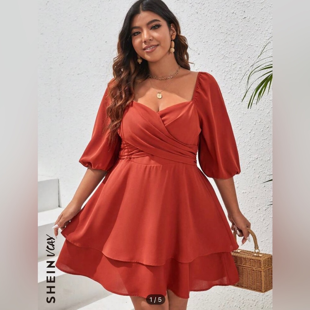 Burnt orange long sleeve dress
